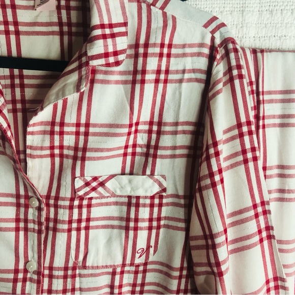 Victoria’s Secret flannel pj set. Red and white plaid design - Picture 5 of 7